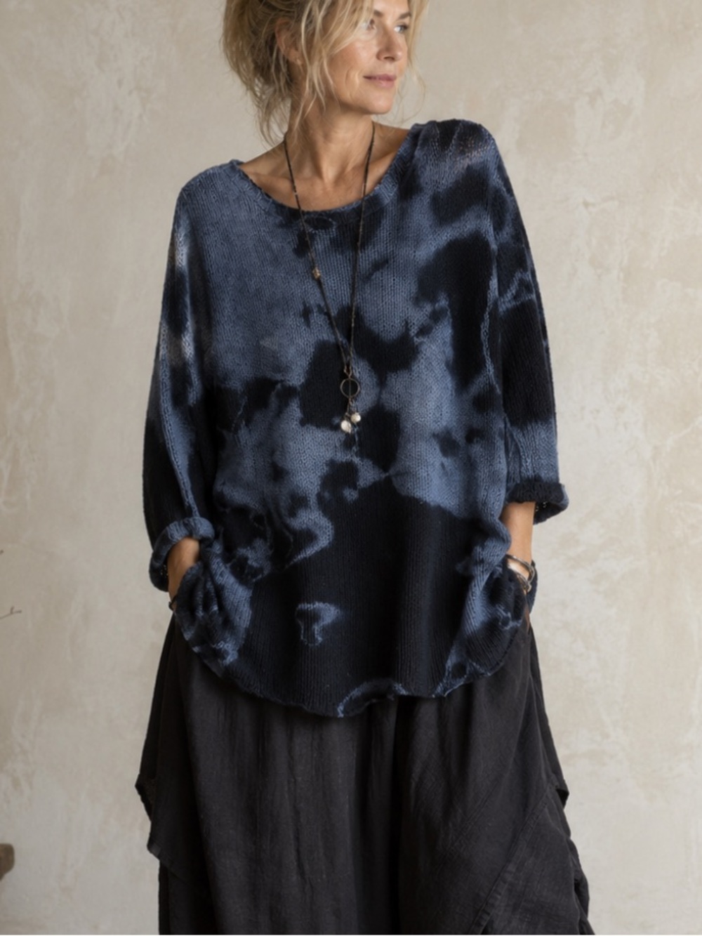 RELAIS Knitwear Cotton and Flax Tie Dye Sweater